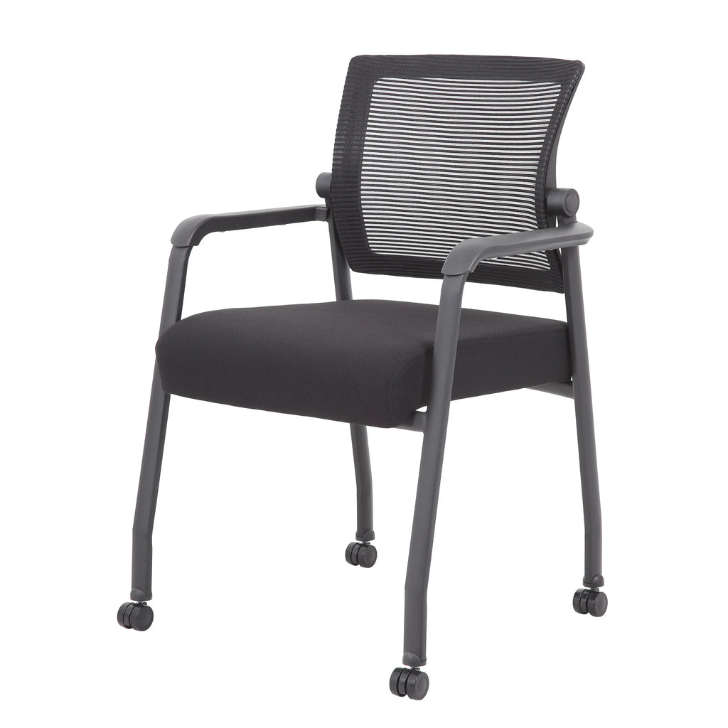 47" Round Table & 4 Mesh Guest Chair with Casters R322764