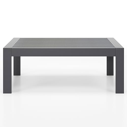 Aluminum Rectangle Metal Outdoor Coffee Table Black L84644