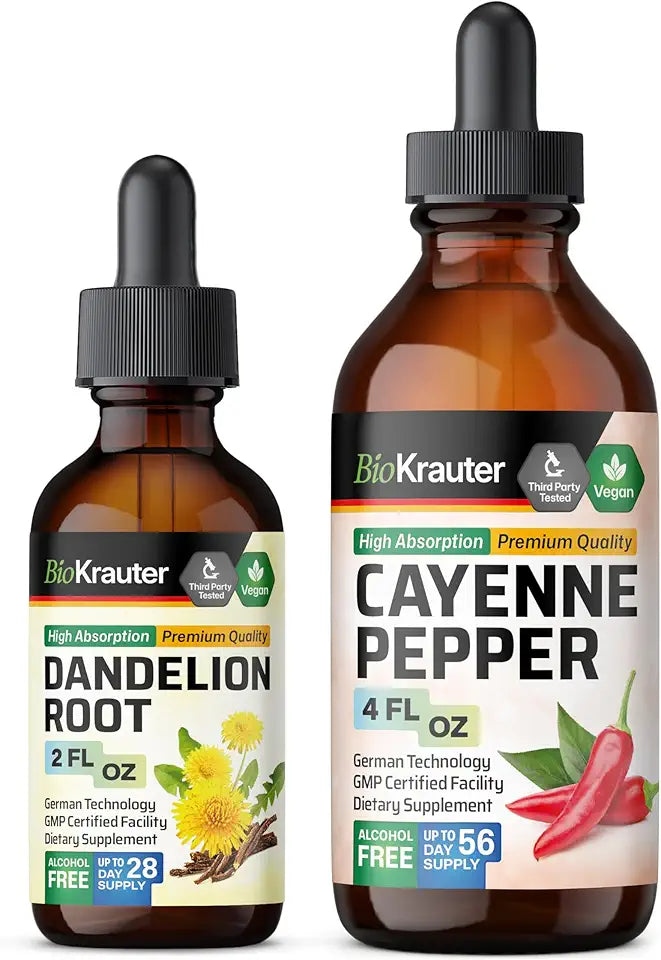 Cayenne Pepper Tincture 4 Fl. Oz. & Dandelion Tincture 2 Fl. Oz. U20218