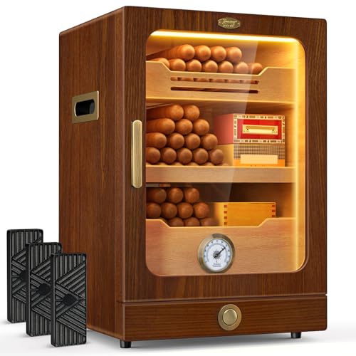Black Cigar Humidor with Spanish Cedar Wood Shelves, Hygrometer and 3 Humidifiers L782736