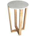 Brown Round Mango Wood and Marble Table G1391