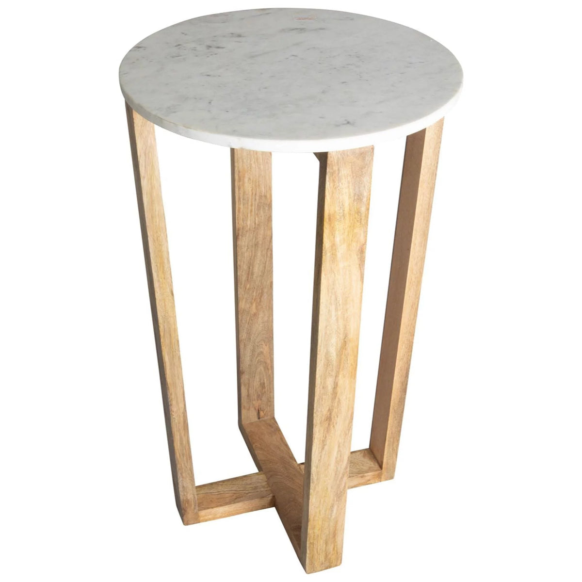 Brown Round Mango Wood and Marble Table G1391