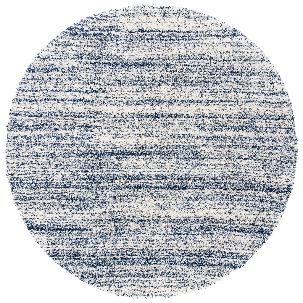 Ivory/Navy Striped Shag Area Rug Y1103