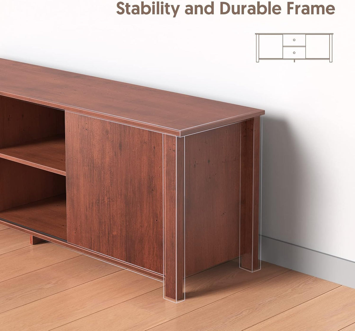Brown Wood TV Stand with Barn Door Q29092