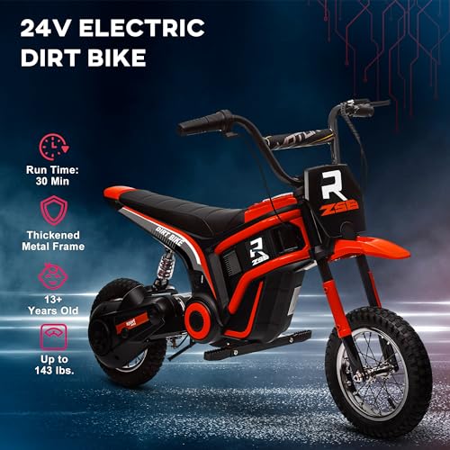 Electric Dirt Bike 24V 350W Off-Road Motorcycle Red J4961