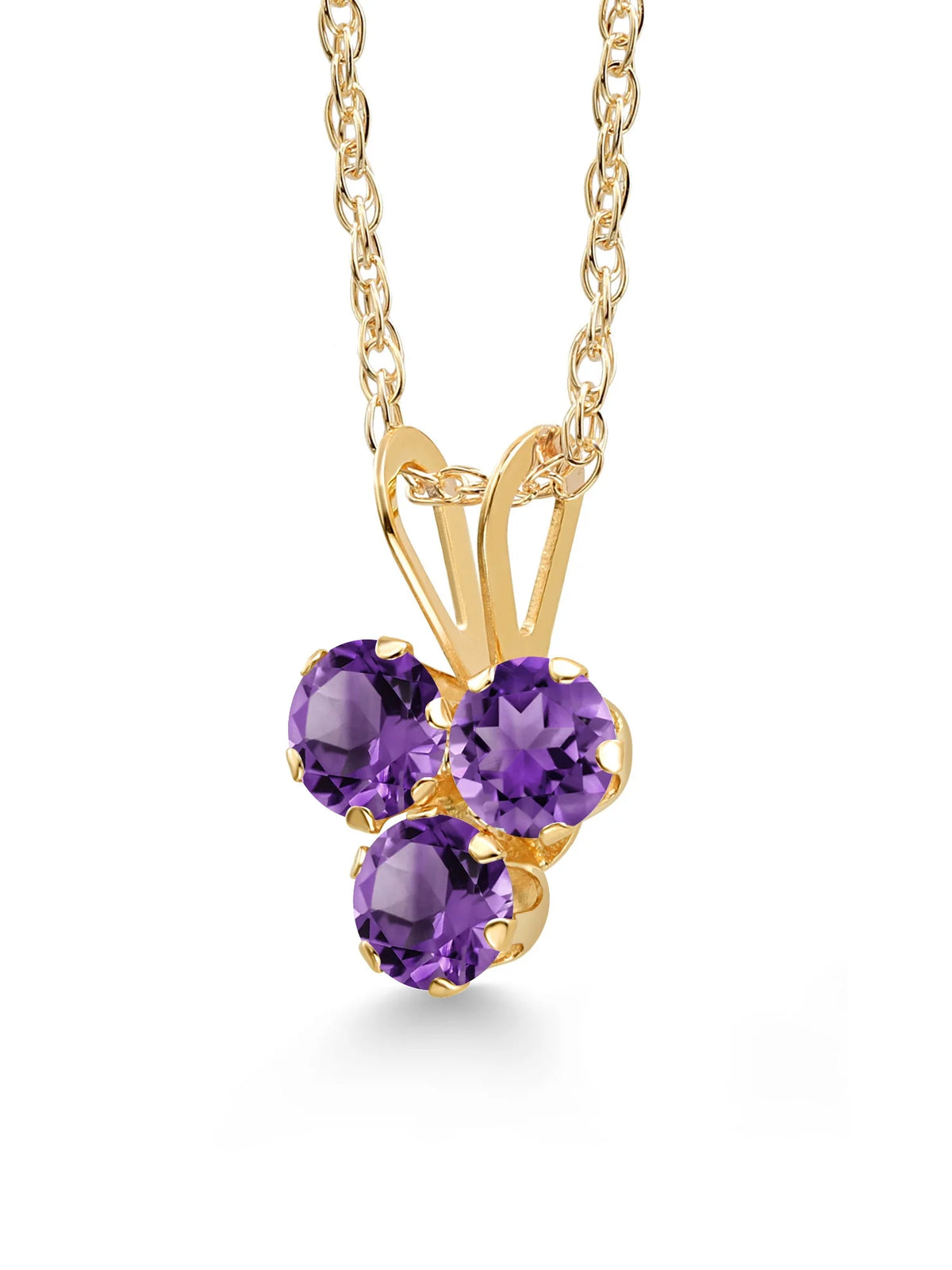 14K Yellow Gold Purple Amethyst Pendant Necklace K67212