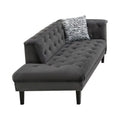 Dark Gray Velvet Tufted Chaise With 1 Accent Pillow D3000