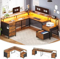 L Shaped Desk with 6 Drawer and File Cabinet Z46514