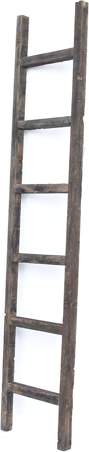 Rustic Farmhouse Decorative 6 ft Ladder Recycled Reclaimed Wood B99208