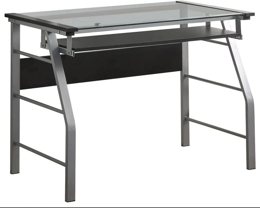 Metal and Glass Top Computer Desk M74708