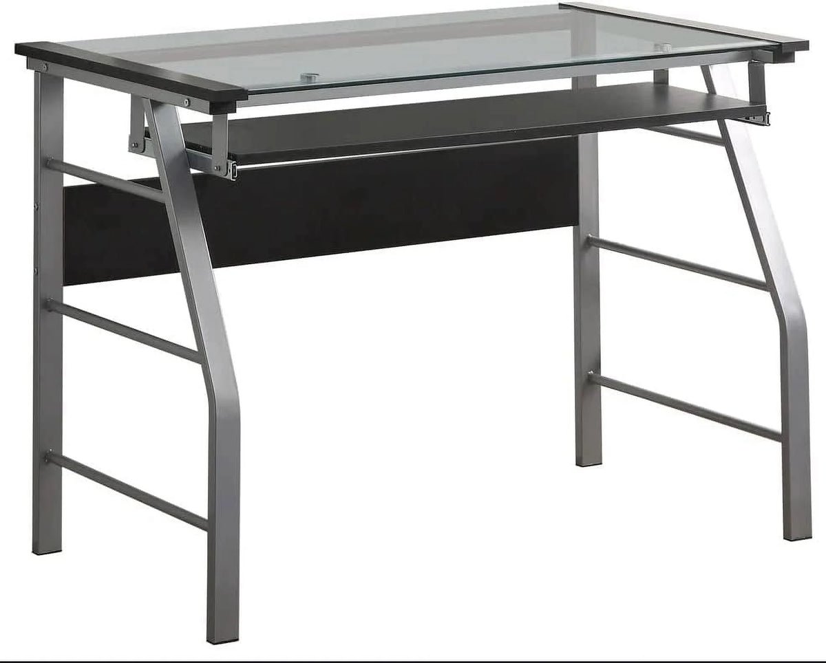Metal and Glass Top Computer Desk M74708