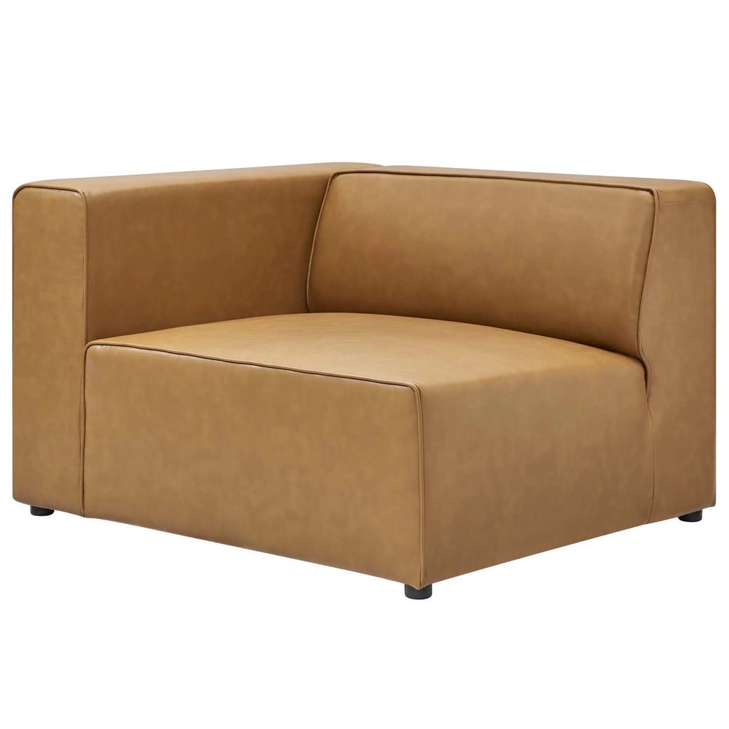Tan Faux Vegan Leather Sectional Sofa Set O256