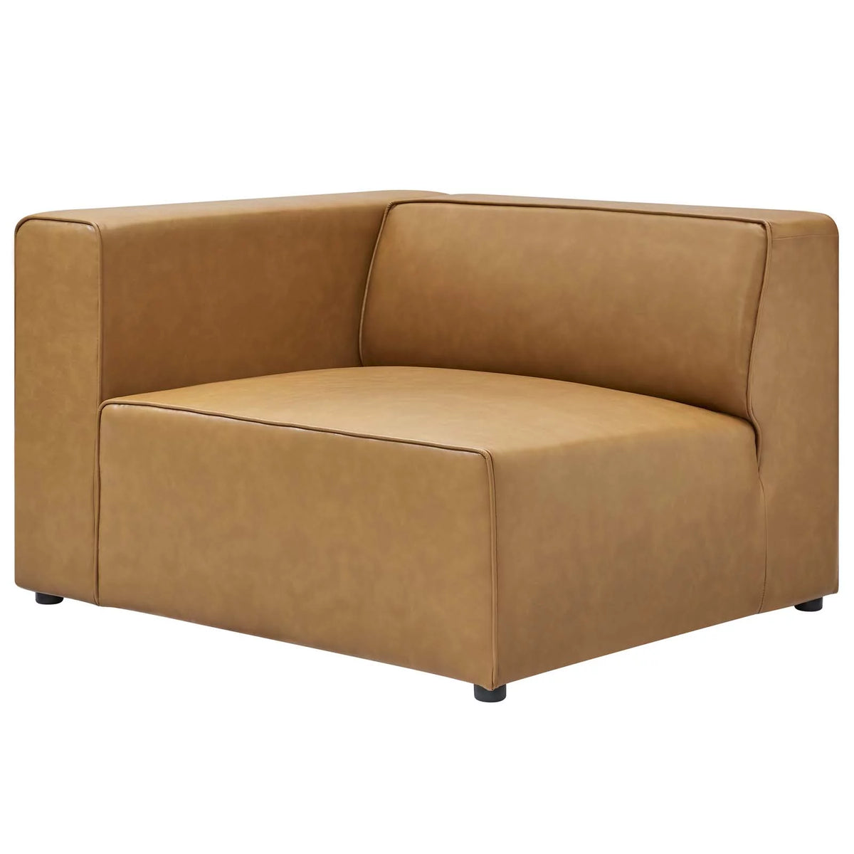 Tan Faux Vegan Leather Sectional Sofa Set O256