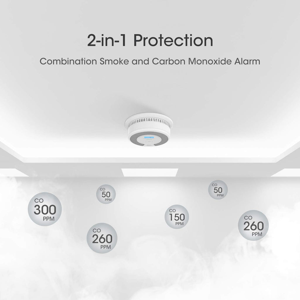 Wireless Interconnected Combination Smoke and Carbon Monoxide Detector with LCD Display, Pack of 3 J507603