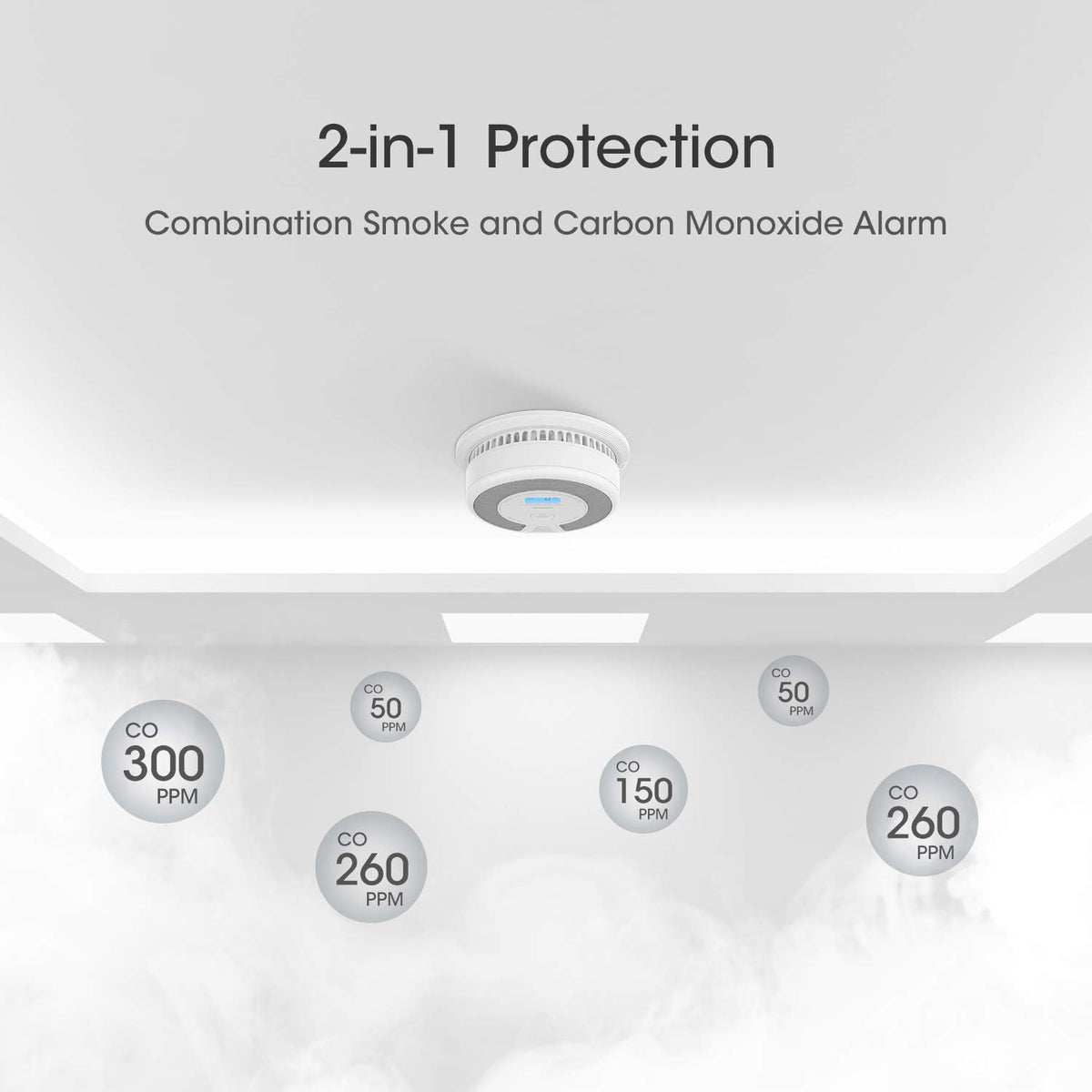 Wireless Interconnected Combination Smoke and Carbon Monoxide Detector with LCD Display, Pack of 3 J507603