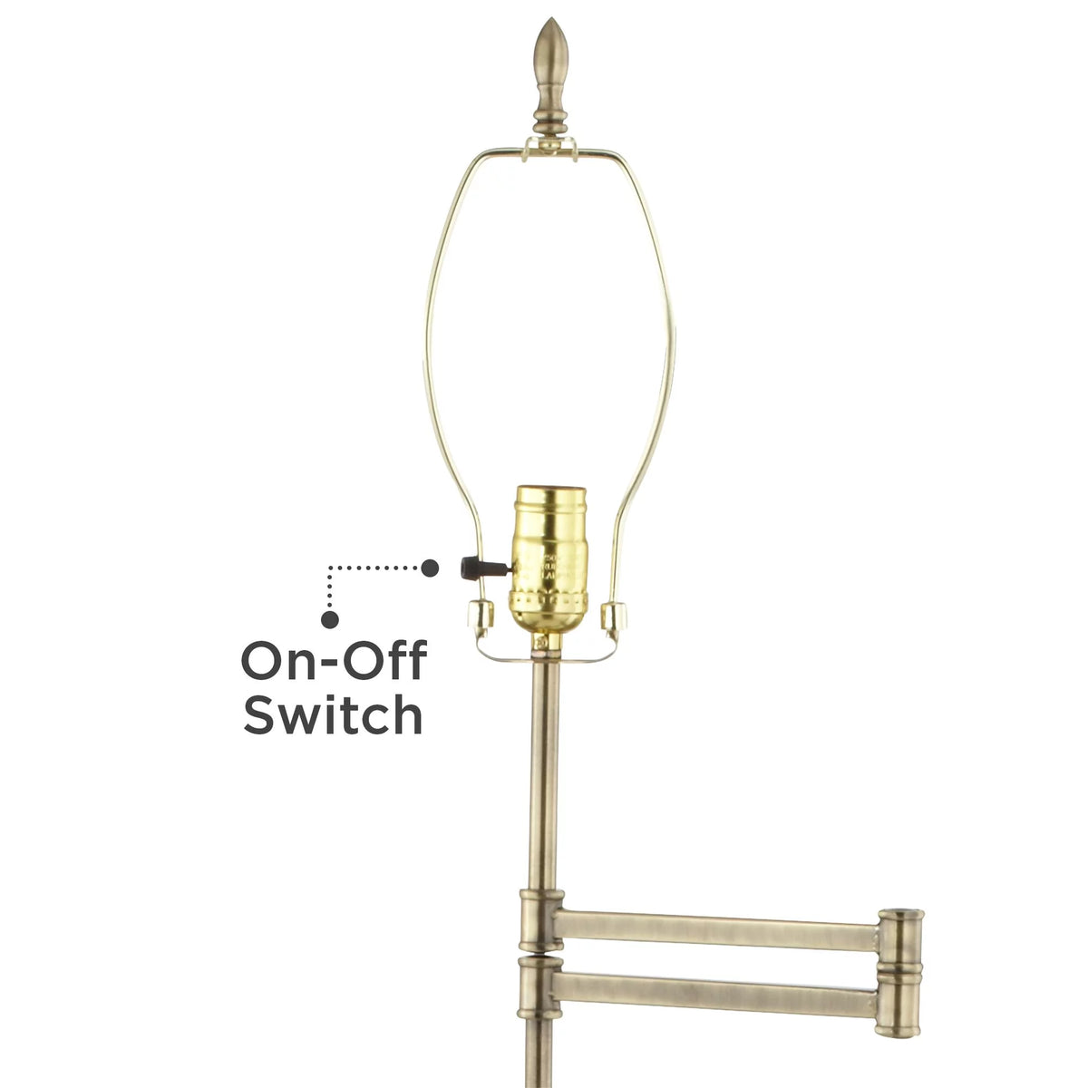 Antique Brass 70" Tall Fabric Bell Shade Swing Arm Floor Lamp C5600