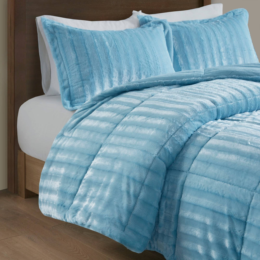Grey Faux Fur Comforter Mini Set King/Cal King K387762
