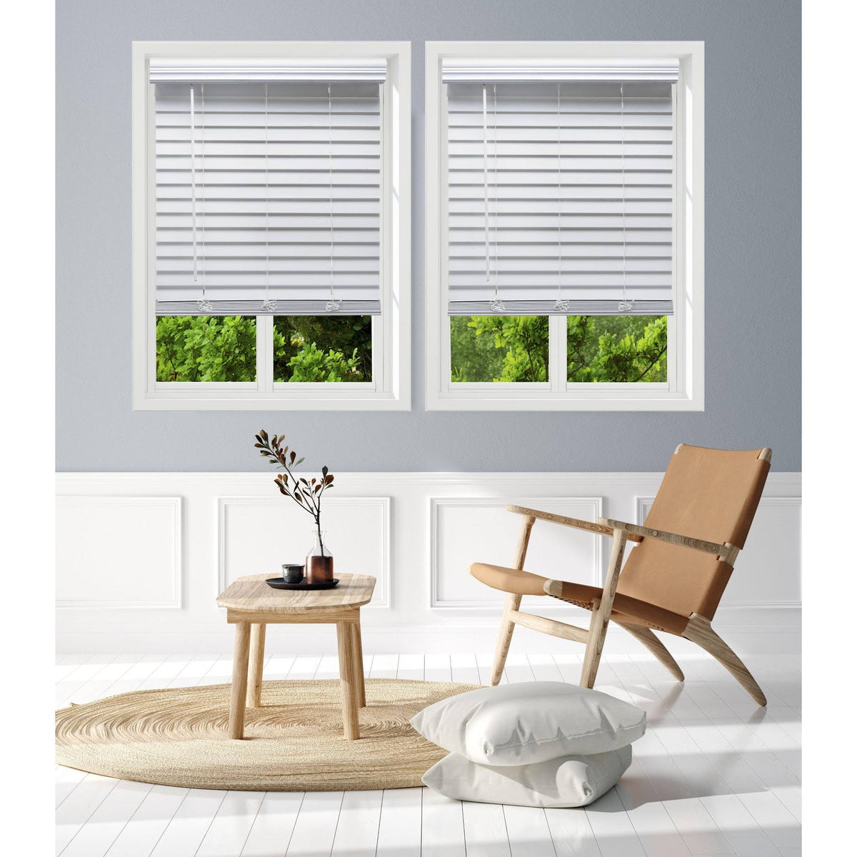 White Faux Wood Blinds S8326