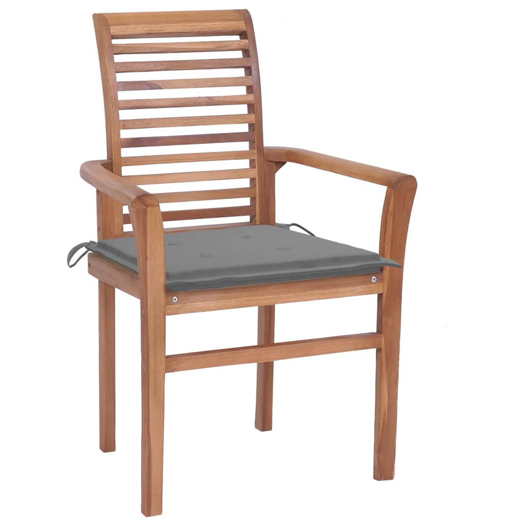 Set of 2 Wooden Garden Chairs with Gray Cushion A3576