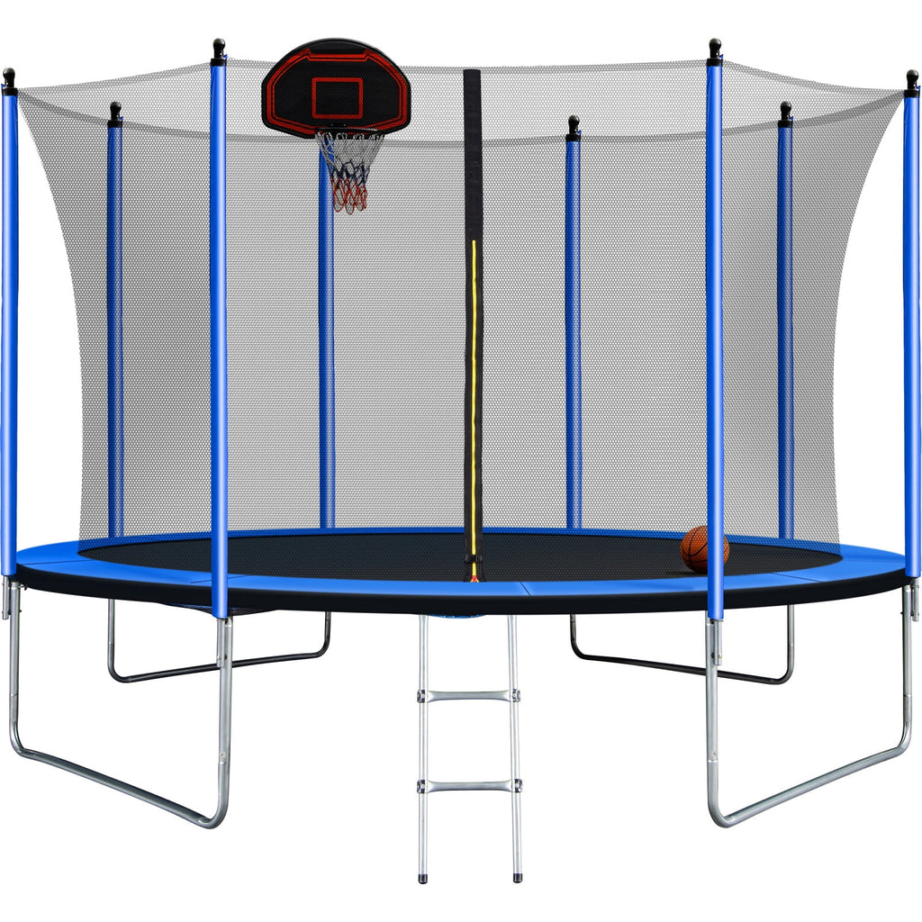 10ft Trampoline with Basketball Hoop and Ladder W10647