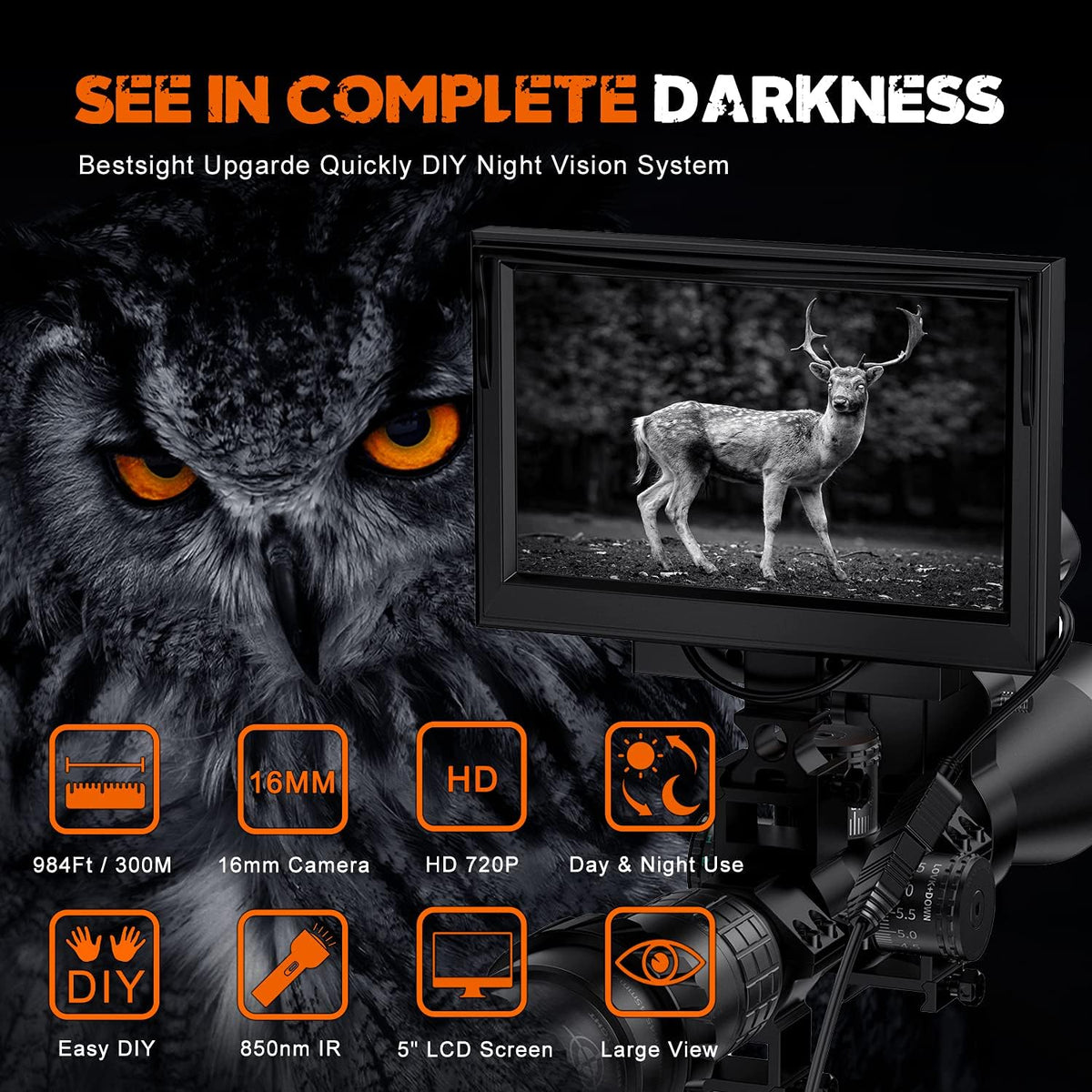 DIY Digital Night Vision Scope with Camera and 5 Display Screen X501