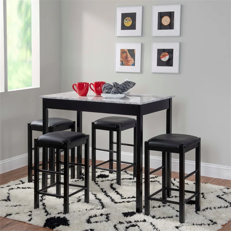 Set of Two 25" Backless Faux Leather Counter Stools N3881