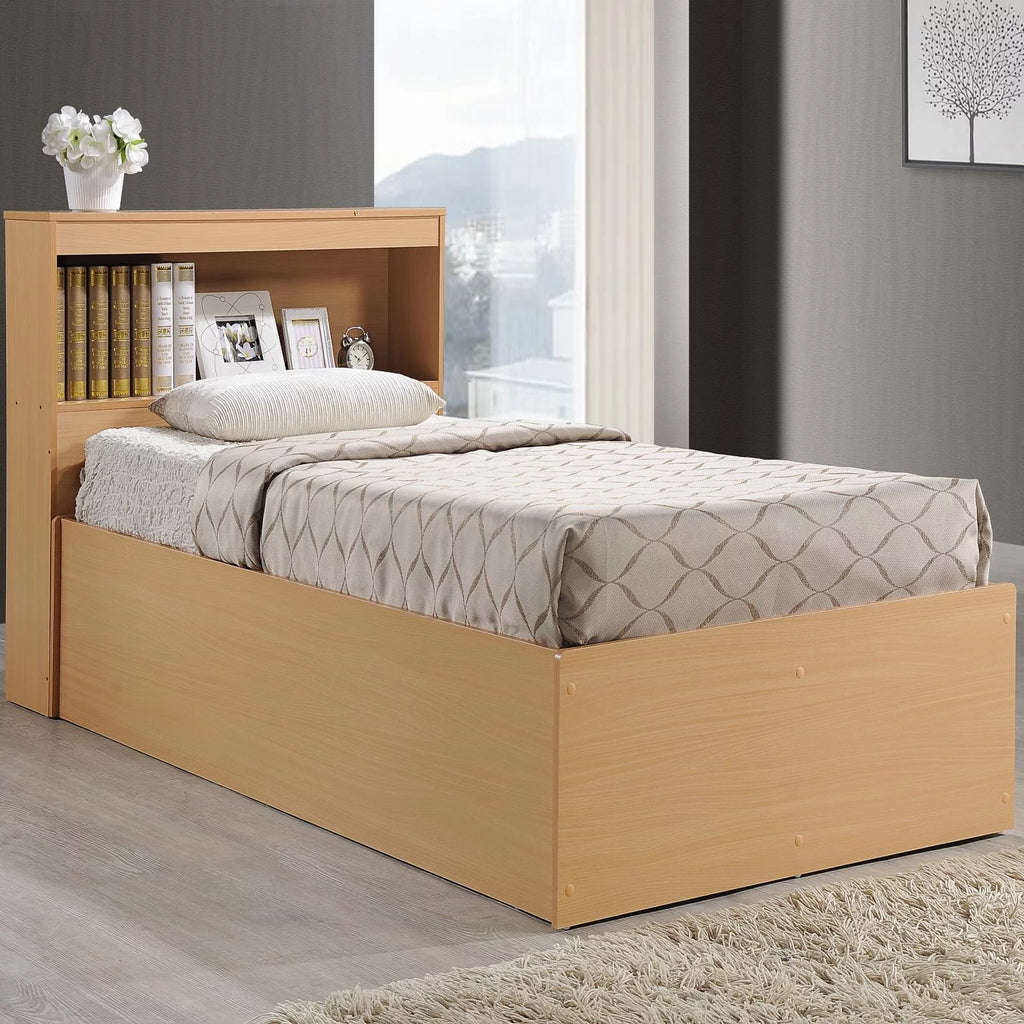 Twin Size Captain Bed with 3 Drawers and Headboard in Black Wood W4487