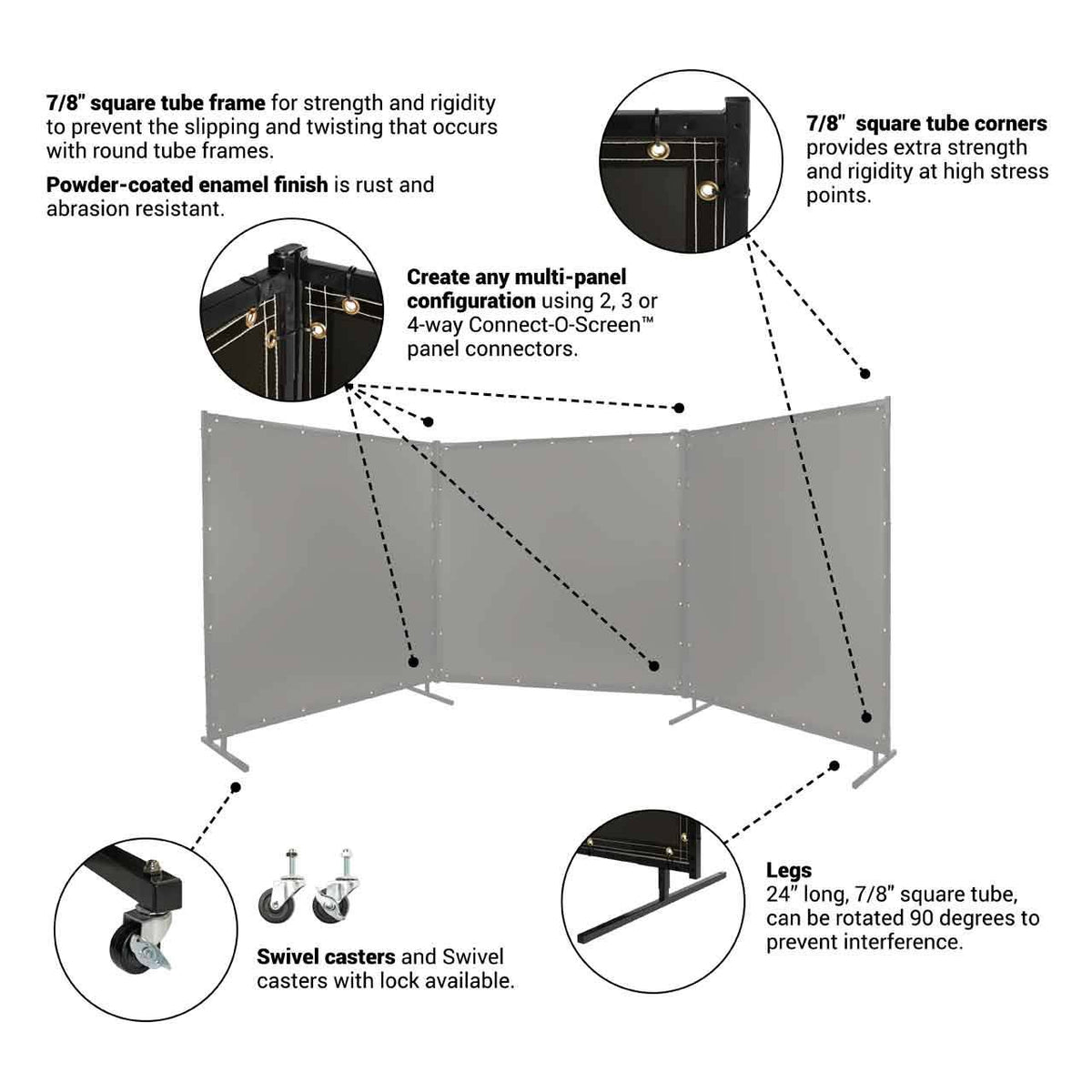 Welding Screen, 6 ft W, 6 Ft, Charcoal Gray E40553
