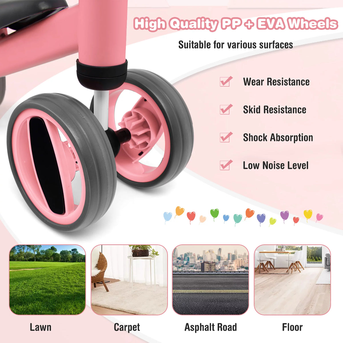 Pink 4 Wheels Baby Balance Bike S210131
