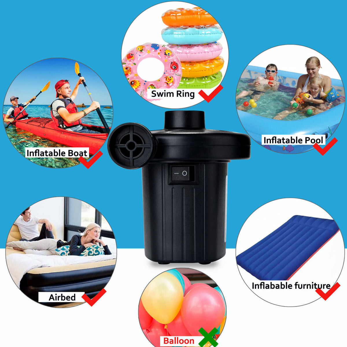 Electric Air Pump for Inflatable Camping Portable Q249