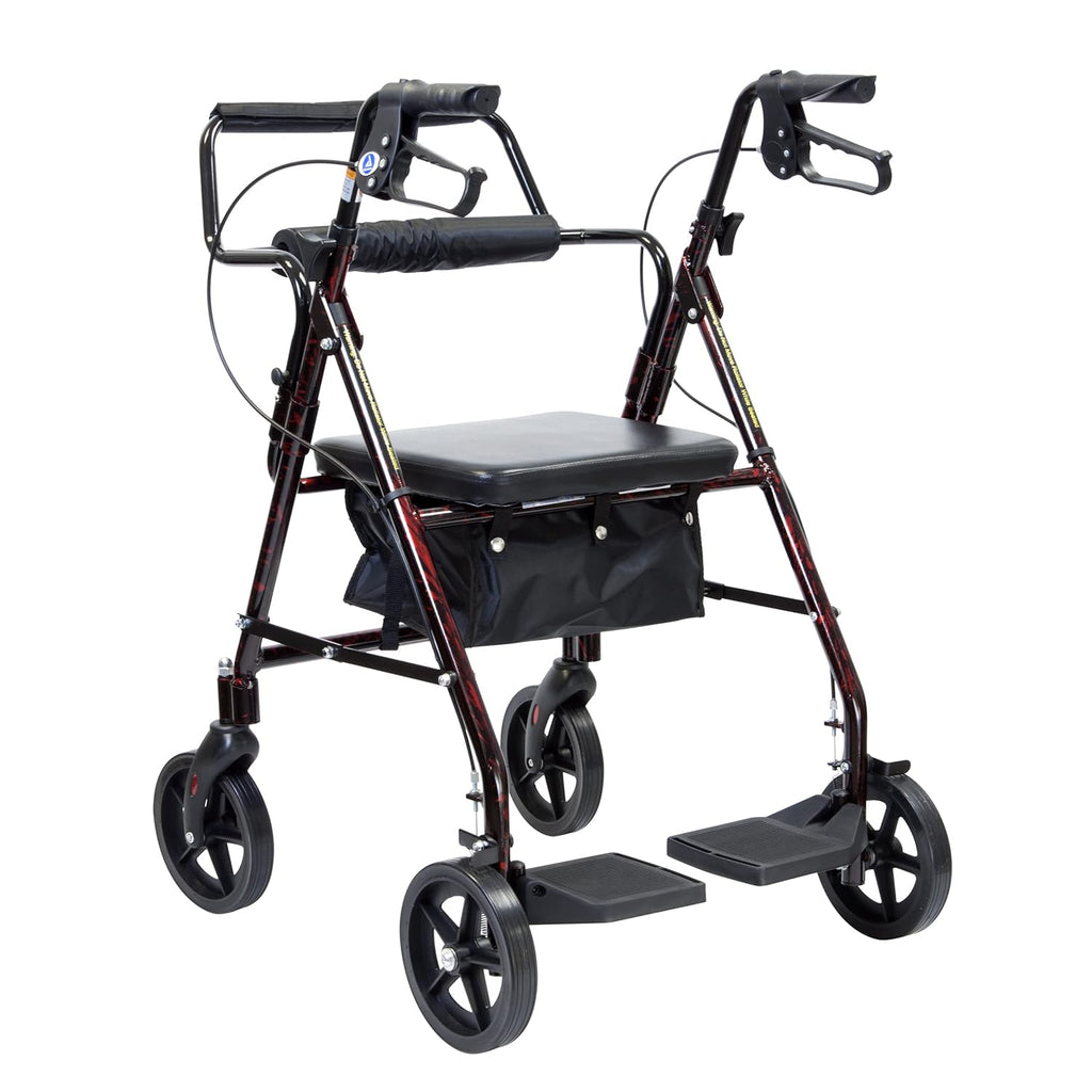 Red Frame 4 Wheel Rollator Z759