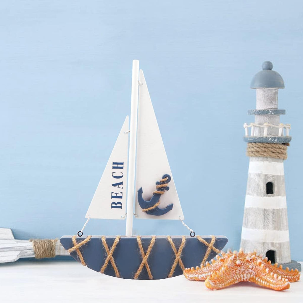 Wooden Sailboat Model Decoration 8.3 x 1.18 x 11 Inches M295728