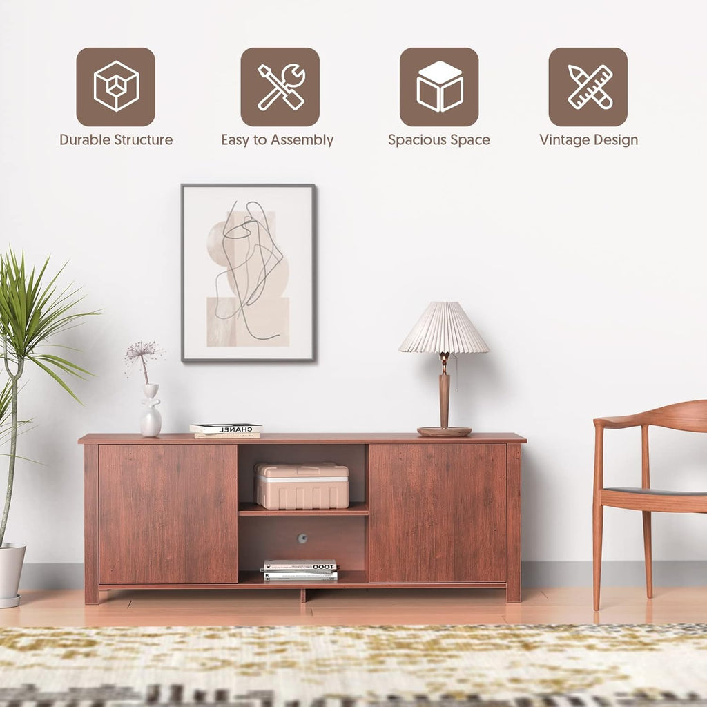 Brown Wood TV Stand with Barn Door Q29092
