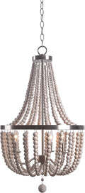3 Lt Wood Bead Chandelier N128