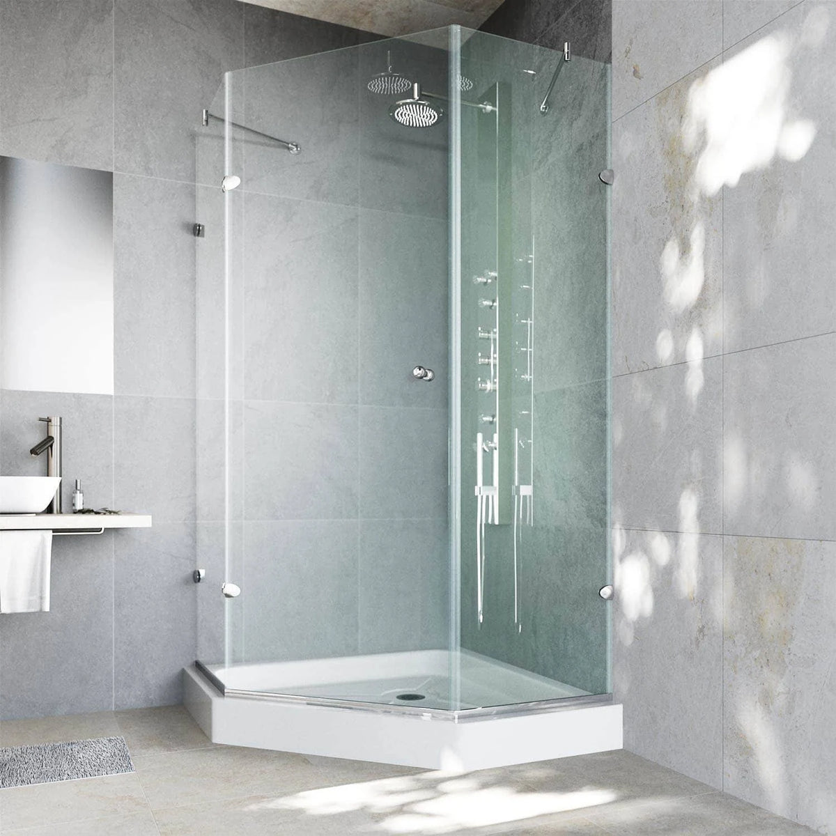 Frameless Neo-Angle Shower Enclosure with Base N2648