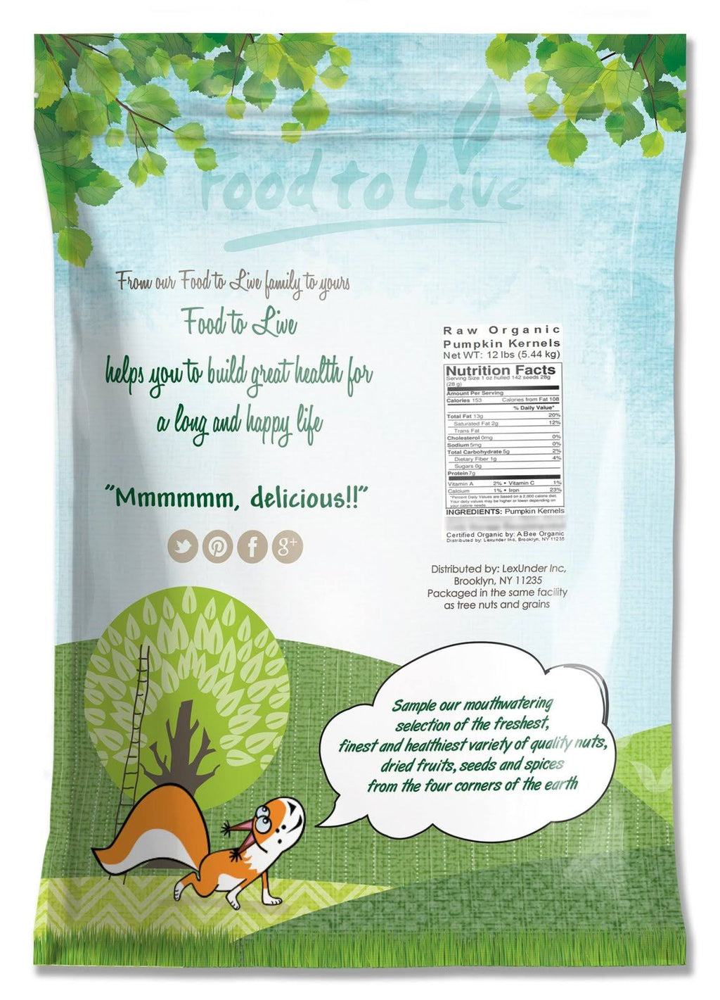 Organic Raw Pepitas 12 Pounds W851051