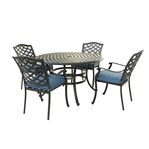 Outdoor Aluminum 5-Piece Round Dining Set with 4 Armchairs and Round Table G3532
