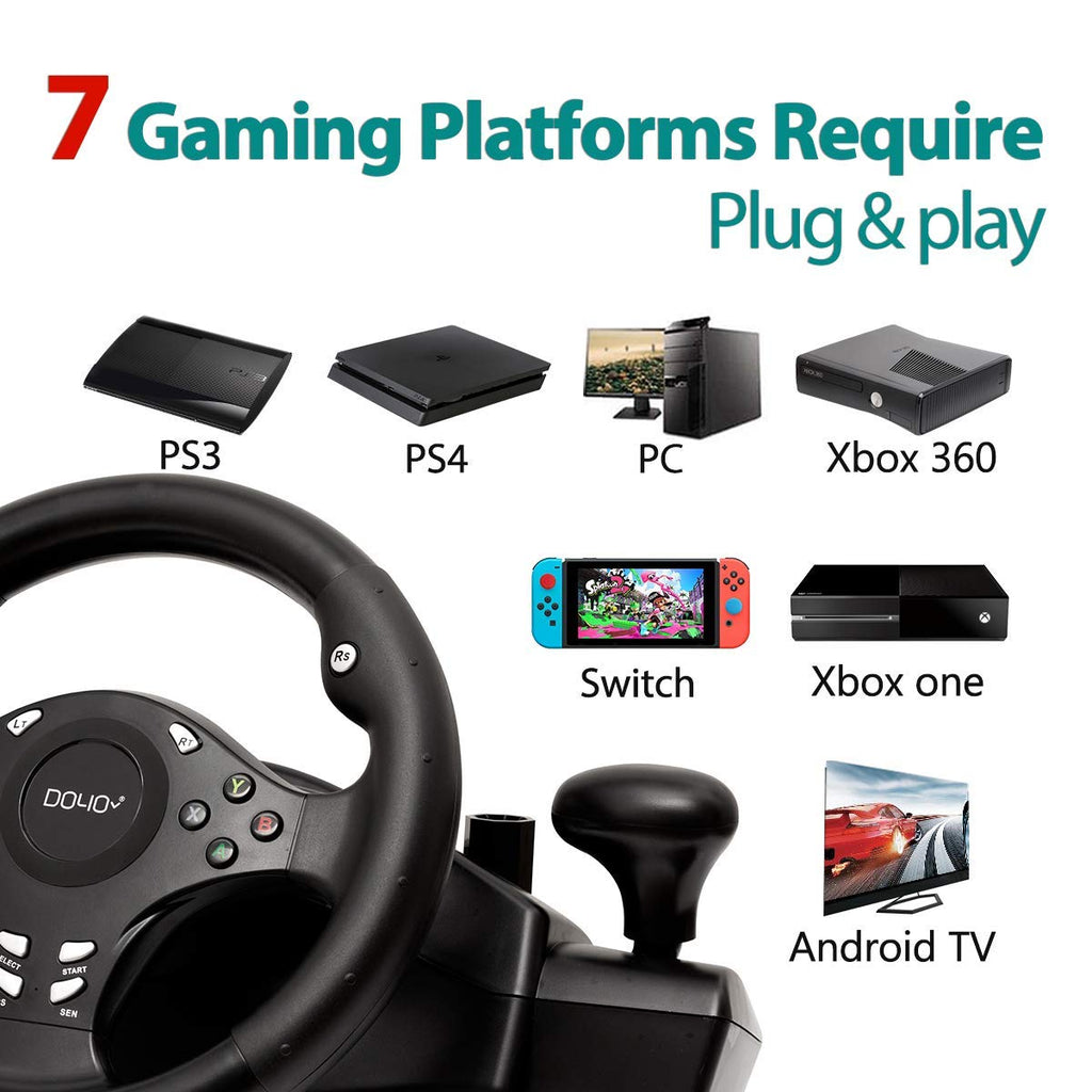 270 Degree Racing Steering Wheel with Pedals J502