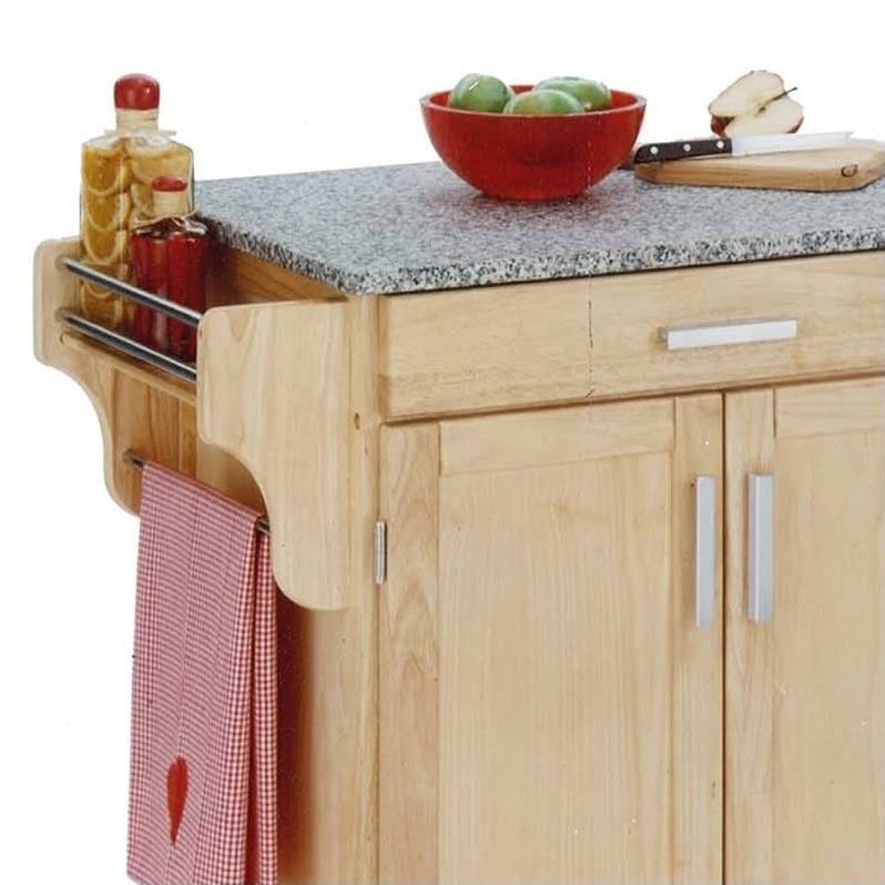 Natural Kitchen Cart with Granite Top U2986