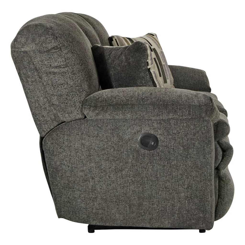 Charcoal Gray Polyester Power Reclining Sofa E8446