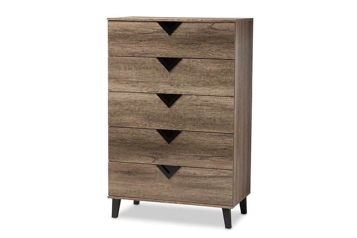 Light Brown Wood 5-Drawer Chest I68279