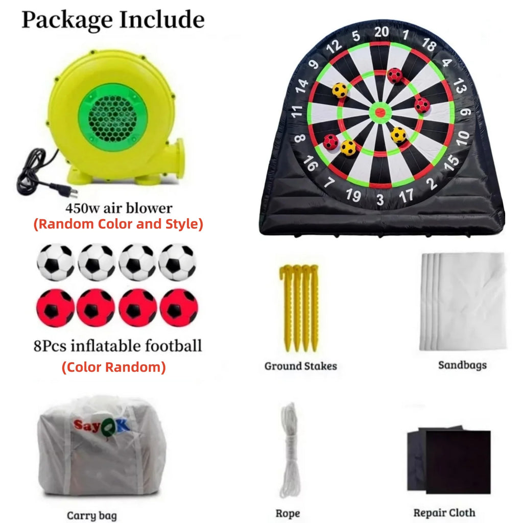 10FT Tall Giant Inflatable Soccer Dart Board with 450w Blower, 8 Soccer Balls N828104