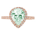 Pear Cut Blue Moissanite 18k Rose Gold Halo Ring Size 3.5 I2615