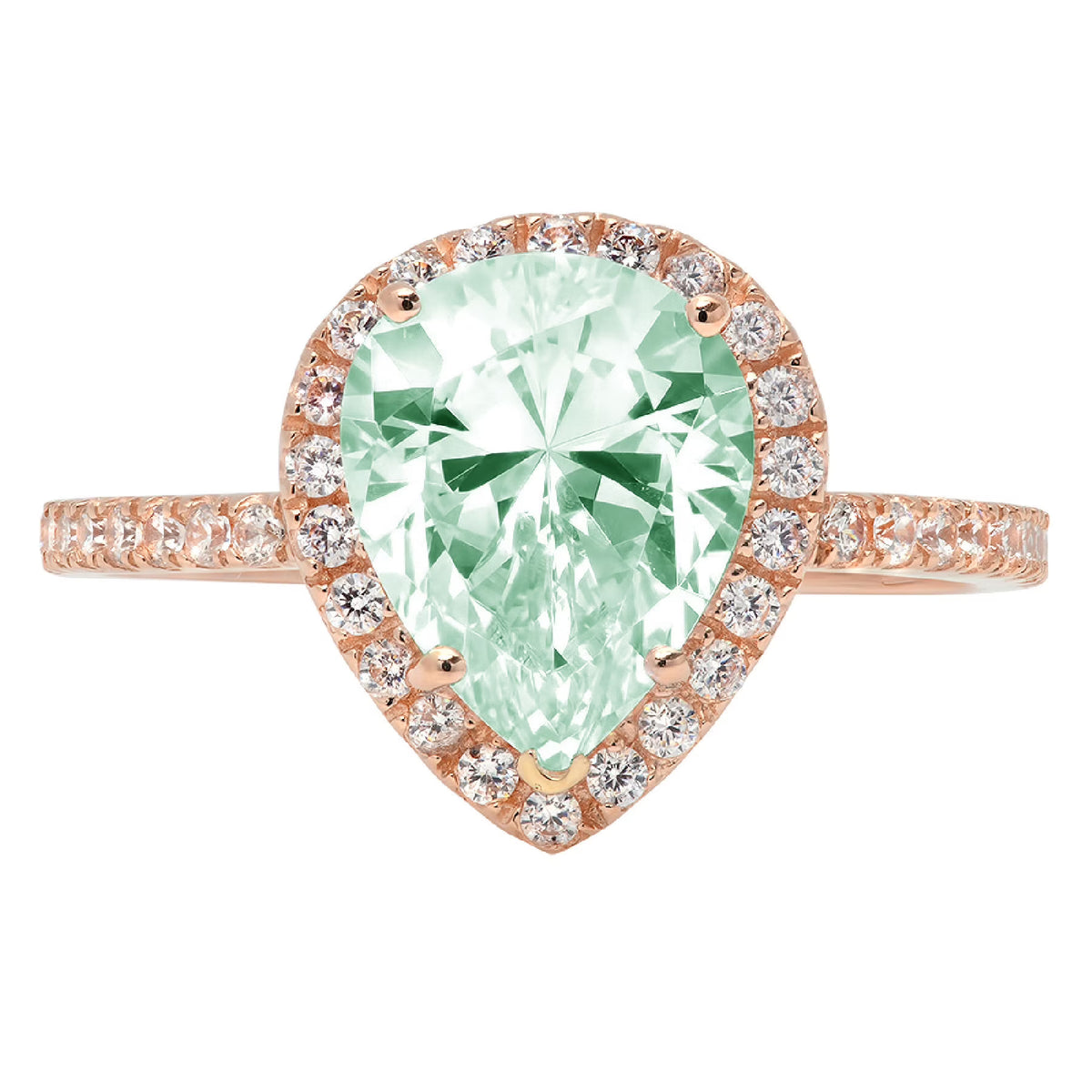 Pear Cut Blue Moissanite 18k Rose Gold Halo Ring Size 3.5 I2615