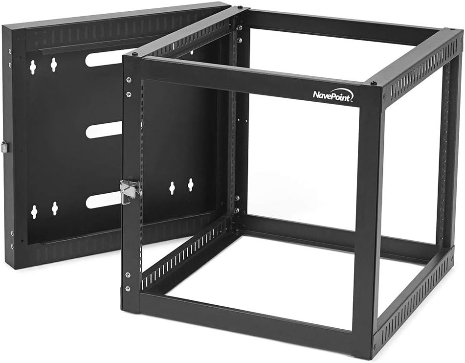 9U Hinged Open Frame Wall-Mount Network Rack, 4-Post 24 Inch Depth P178