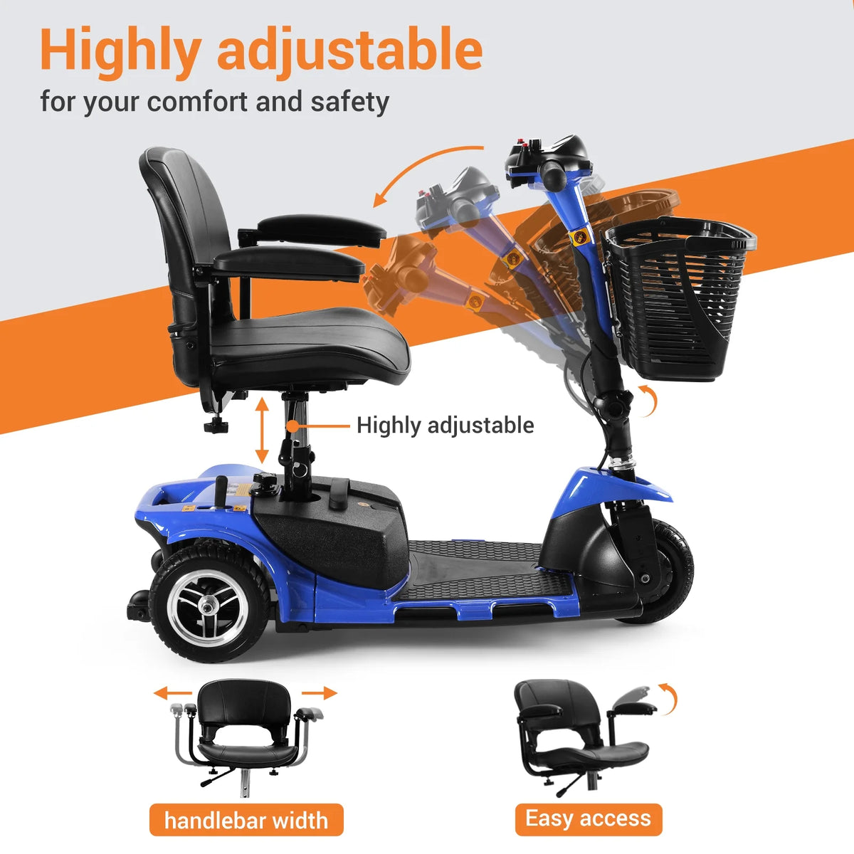 4 Wheels Portable Folding Power Mobility Scooter W5359