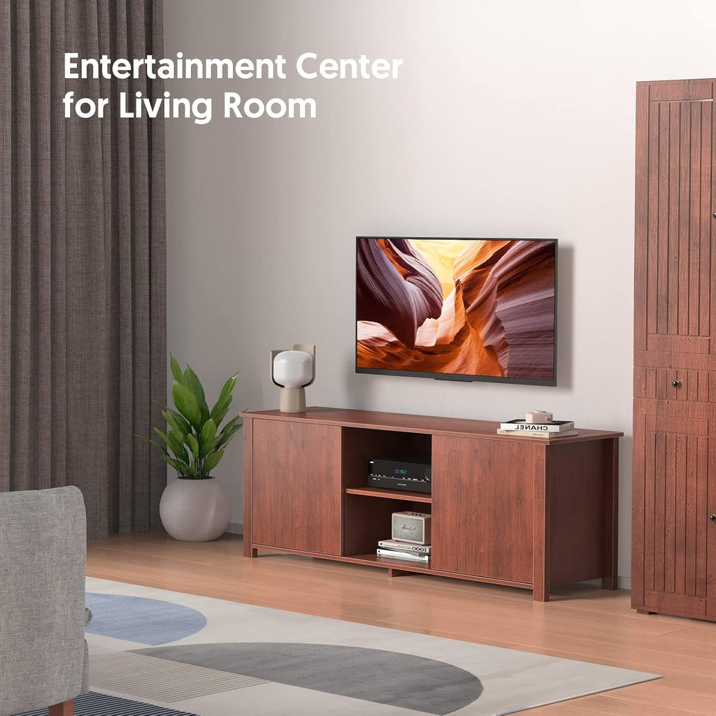 Brown Wood TV Stand with Barn Door Q29092