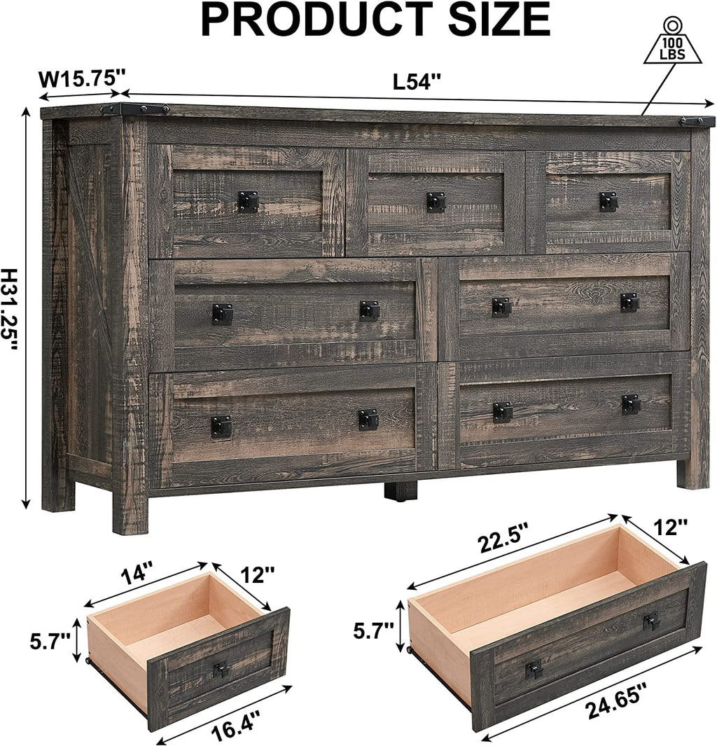 Antique White 8 Drawer Wood Dresser I58564