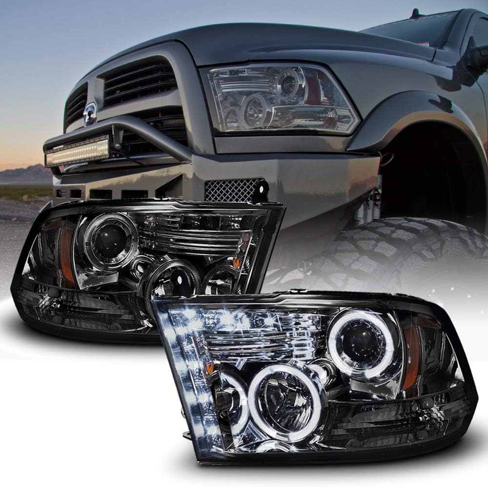Black Smoked LED Projector Headlights Assembly P5049