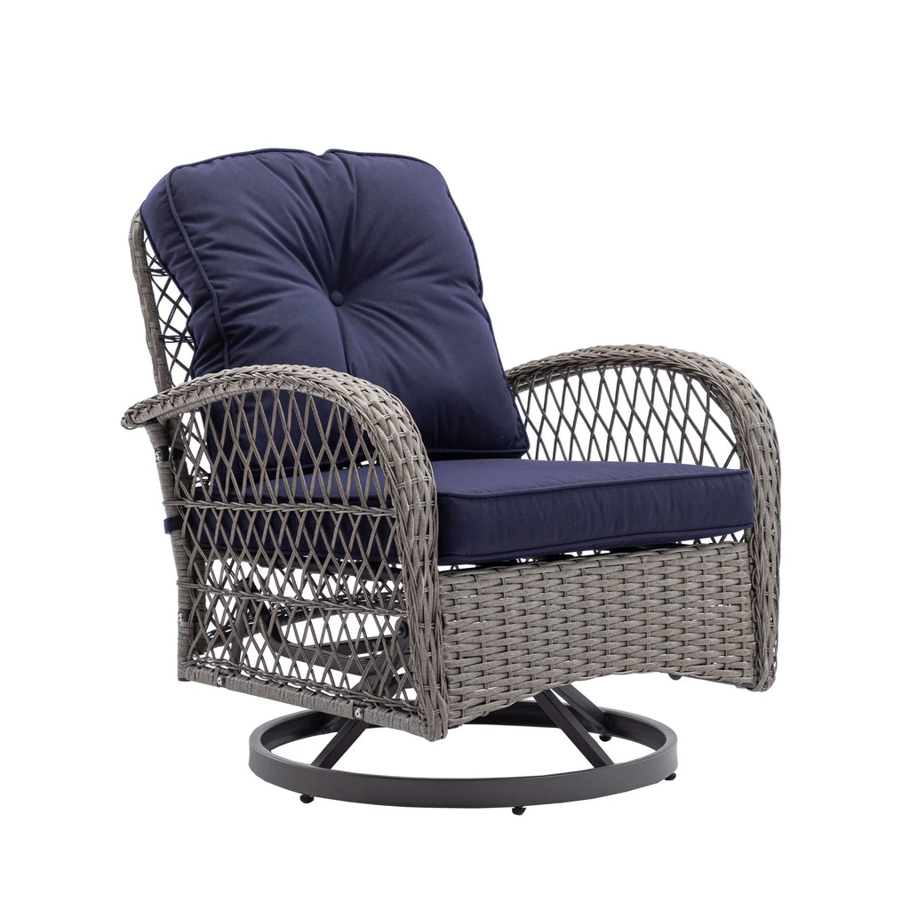 Navy Blue 3 Pc Outdoor Swivel Rocker Patio Chairs F786329
